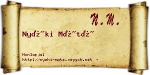 Nyéki Máté névjegykártya